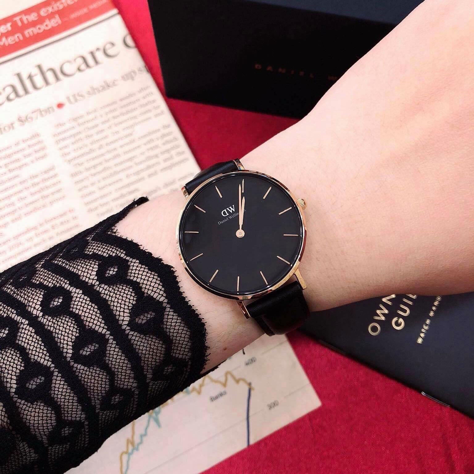  Shop Authentic Daniel Wellington Classic Petite Reading Black Dial Black Leather Strap Watch For Women - DW00100167 - Luxxuri