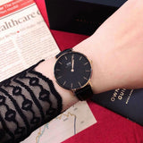 Shop Authentic Daniel Wellington Petite Sheffield Black Dial Black Leather Strap Watch For Women - DW00100168 - Luxxuri