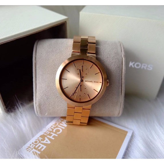  Shop Authentic Michael Kors Garner Quartz Rose Gold Dial Rose Gold Steel Strap Watch For Women - MK6409 - Luxxuri