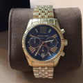  Shop Authentic Michael Kors Lexington Chronograph Blue Dial Gold Steel Strap Watch For Women - MK6206 - Luxxuri