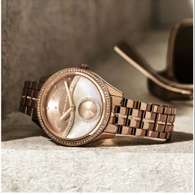  Shop Authentic Michael Kors Lauryn Rose Gold Dial Brown Steel Strap Watch for Women - MK3757 - Luxxuri