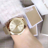  Shop Authentic Michael Kors Slim Runway Champagne Dial Gold Mesh Bracelet Watch for Women - MK3282 - Luxxuri