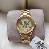  Shop Authentic Michael Kors Slim Runway Gold Dial Gold Steel Strap Watch for Women - MK3477 - Luxxuri