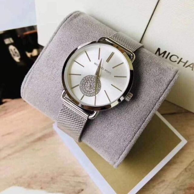  Shop Authentic Michael Kors Portia Silver Dial Silver Mesh Bracelet Watch for Women - MK3843 - Luxxuri