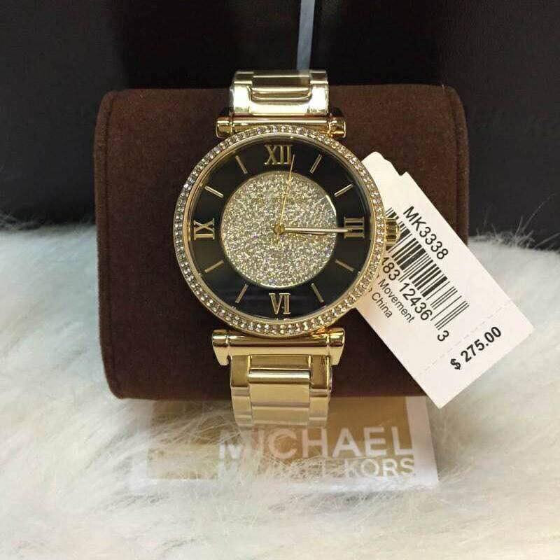  Shop Authentic Michael Kors Catlin Black Dial Gold Steel Strap Watch for Women - MK3338 - Luxxuri