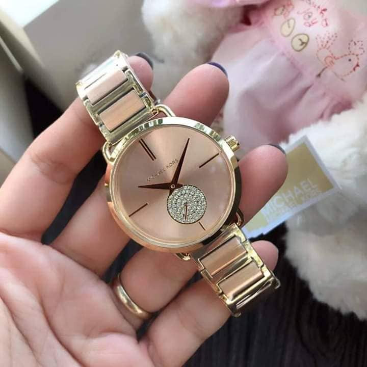  Shop Authentic Michael Kors Portia Rose Gold Dial Two Tone Steel Strap Watch for Women - MK3706 - Luxxuri
