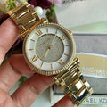  Shop Authentic Michael Kors Catlin Mother of Pearl Dial Gold Steel Strap Watch for Women - MK3332 - Luxxuri
