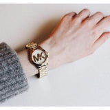  Shop Authentic Michael Kors Slim Runway Gold Dial Gold Steel Strap Watch for Women - MK3477 - Luxxuri