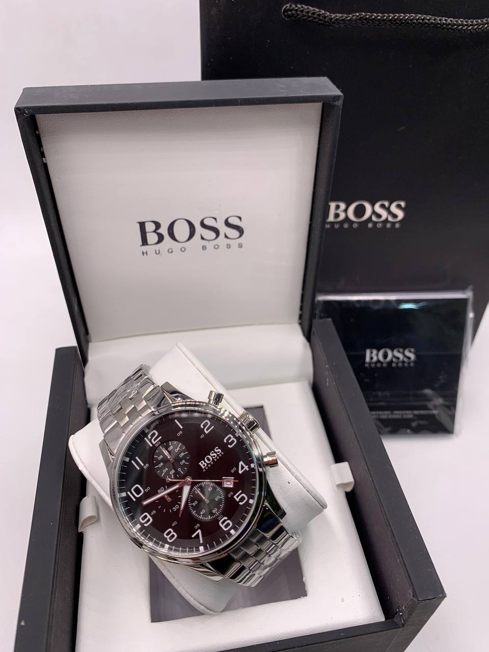  Shop Authentic Hugo Boss Aeroliner Black Dial Silver Steel Strap Watch for Men - 1513181 - Luxxuri