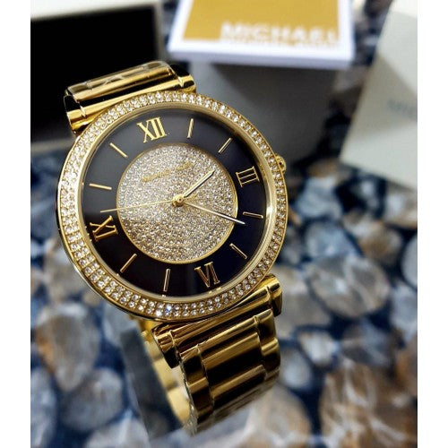  Shop Authentic Michael Kors Catlin Black Dial Gold Steel Strap Watch for Women - MK3338 - Luxxuri
