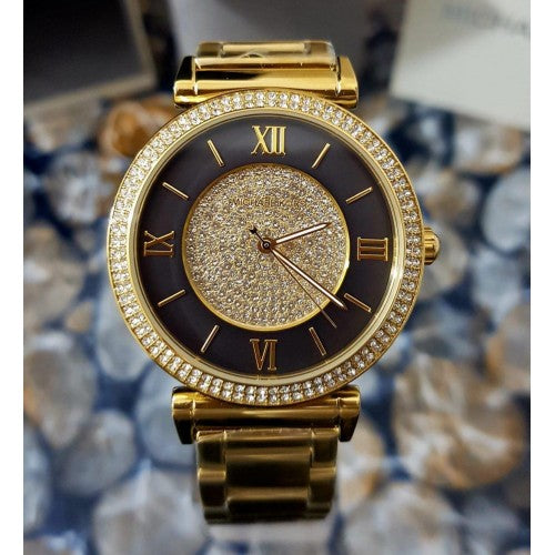  Shop Authentic Michael Kors Catlin Black Dial Gold Steel Strap Watch for Women - MK3338 - Luxxuri