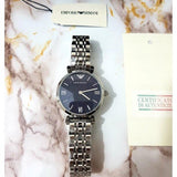  Shop Authentic Emporio Armani Gianni T Bar Dark Blue Dial Silver Stainless Steel Watch For Women - AR11091 - Luxxuri
