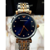  Shop Authentic Emporio Armani Gianni T Bar Crystal Blue Dial Two Tone Steel Strap Watch For Women - AR11092 - Luxxuri
