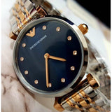  Shop Authentic Emporio Armani Gianni T Bar Crystal Blue Dial Two Tone Steel Strap Watch For Women - AR11092 - Luxxuri