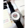  Shop Authentic Emporio Armani Meccanico Silver Skeleton Dial Black Leather Strap Watch For Men - AR2072 - Luxxuri