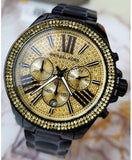  Shop Authentic Michael Kors Wren Chronograph Gold Dial Black Steel Strap Watch for Women - MK5961 - Luxxuri
