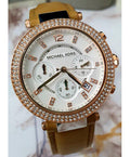  Shop Authentic Michael Kors Parker Chronograph White Dial Tan Leather Strap Watch for Women - MK5633 - Luxxuri