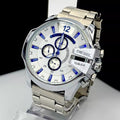  Shop Authentic Diesel Mega Chief Chronograph Silver Dial Silver Steel Strap Watch For Men - DZ4477 - Luxxuri