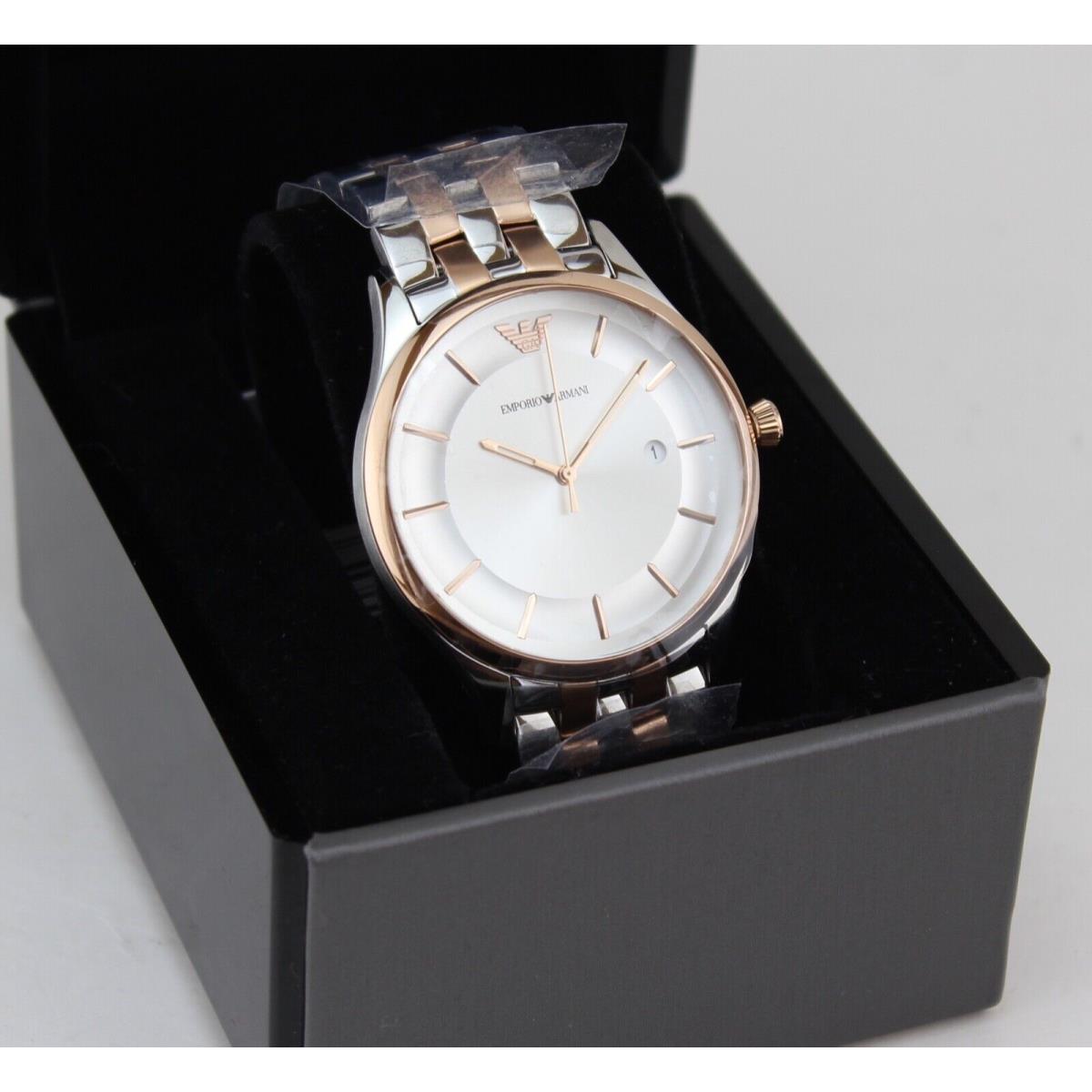  Shop Authentic Emporio Armani Lambda Analog Silver Dial Two Tone Steel Strap Watch For Men - AR11044 - Luxxuri