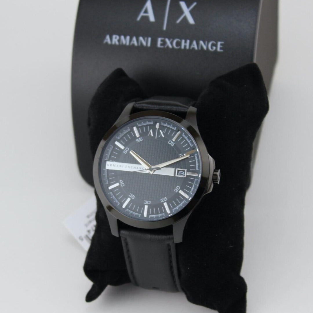  Shop Authentic Armani Exchange Hampton Quartz Blue Dial Black Leather Strap Watch for Men - AX2411 - Luxxuri