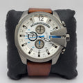  Shop Authentic Diesel Mega Chief White Dial Brown Leather Strap Watch For Men - DZ4280 - Luxxuri