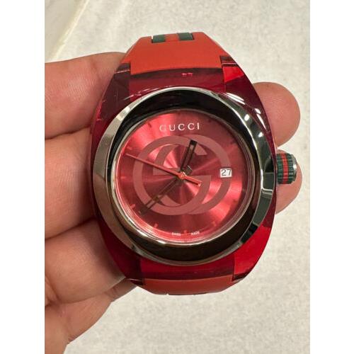  Shop Authentic Gucci Sync XXL Quartz Red Dial Red Rubber Strap Unisex Watch -  YA137103 - Luxxuri