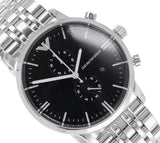  Shop Authentic Emporio Armani Gianni Chronograph Black Dial Silver Steel Strap Watch For Men - AR80009 - Luxxuri