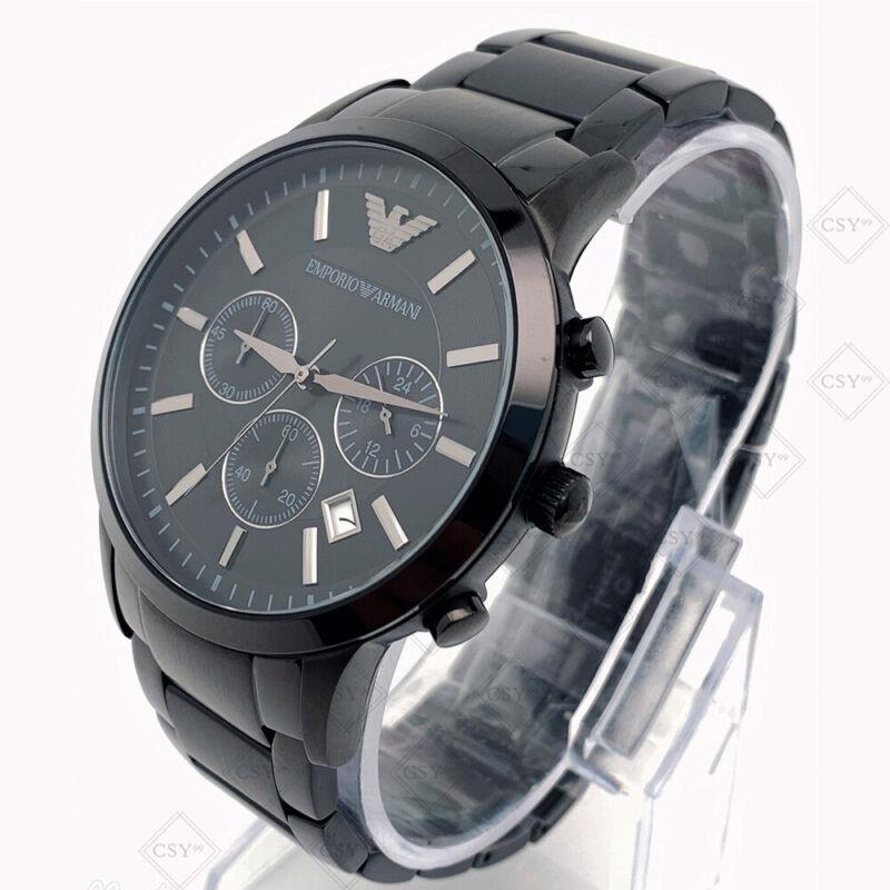  Shop Authentic Emporio Armani Classic Chronograph Black Dial Black Stainless Steel Strap Watch For Men - AR2453 - Luxxuri