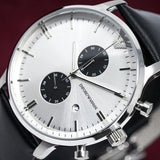  Shop Authentic Emporio Armani Gianni White Dial Black Leather Strap Watch For Men - AR0385 - Luxxuri