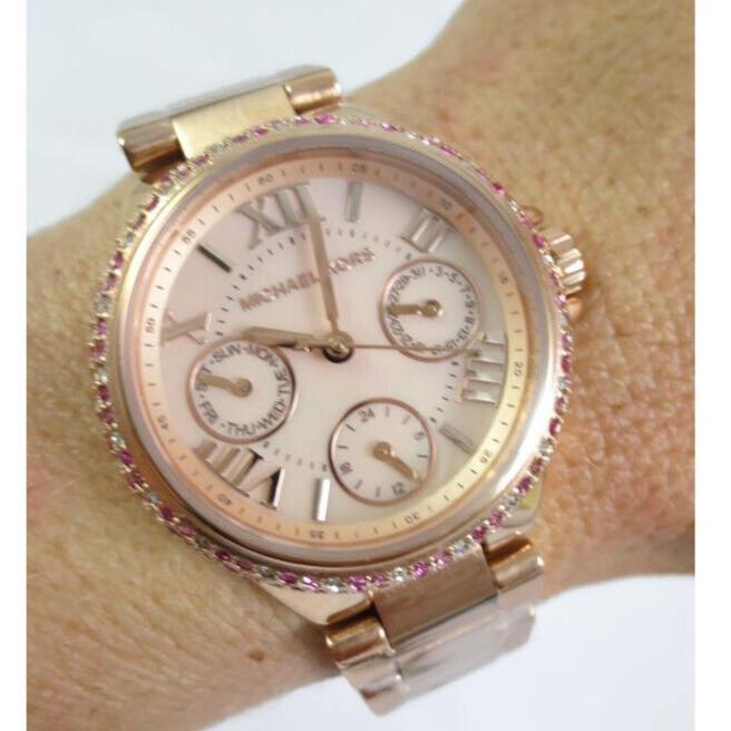  Shop Authentic Michael Kors Mini Camille Multifunction Rose Gold Dial Rose Gold Steel Strap Watch For Women - MK7273 - Luxxuri