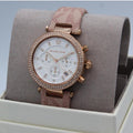  Shop Authentic Michael Kors Parker Chronograph White Dial Pink Leather Strap Watch For Women - MK6935 - Luxxuri