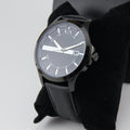  Shop Authentic Armani Exchange Hampton Quartz Blue Dial Black Leather Strap Watch for Men - AX2411 - Luxxuri