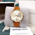  Shop Authentic Michael Kors Jaryn Quartz Gold Dial Brown Leather Strap Watch For Women - MK2496 - Luxxuri