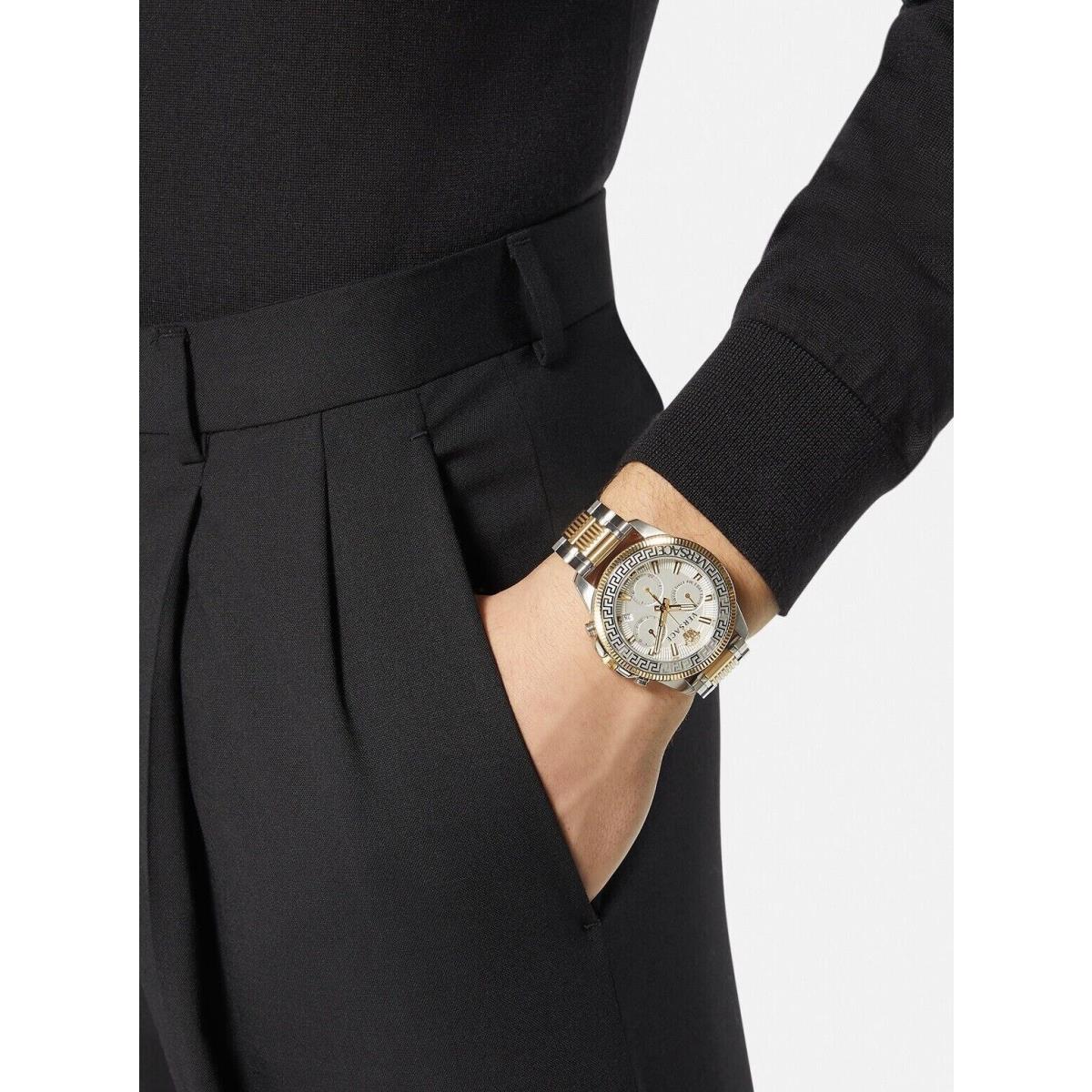  Shop Authentic Versace Greca Action Chronograph Quartz Silver Dial Two Tone Steel Strap Watch for Men - VE3J00522 - Luxxuri