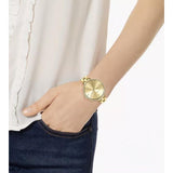  Shop Authentic Michael Kors Charley Three-Hand Quartz Gold Dial Gold Steel Strap Watch for Women - MK4399 - Luxxuri