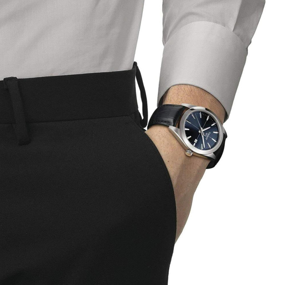  Shop Authentic Tissot Gentleman Powermatic 80 Silicium Blue Dial Black Leather Strap Watch For Men - T127.407.16.041.01 - Luxxuri