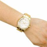  Shop Authentic Guess Limelight Quartz Silver Dial Golden Leather Strap Watch For Women - W0775L2 - Luxxuri