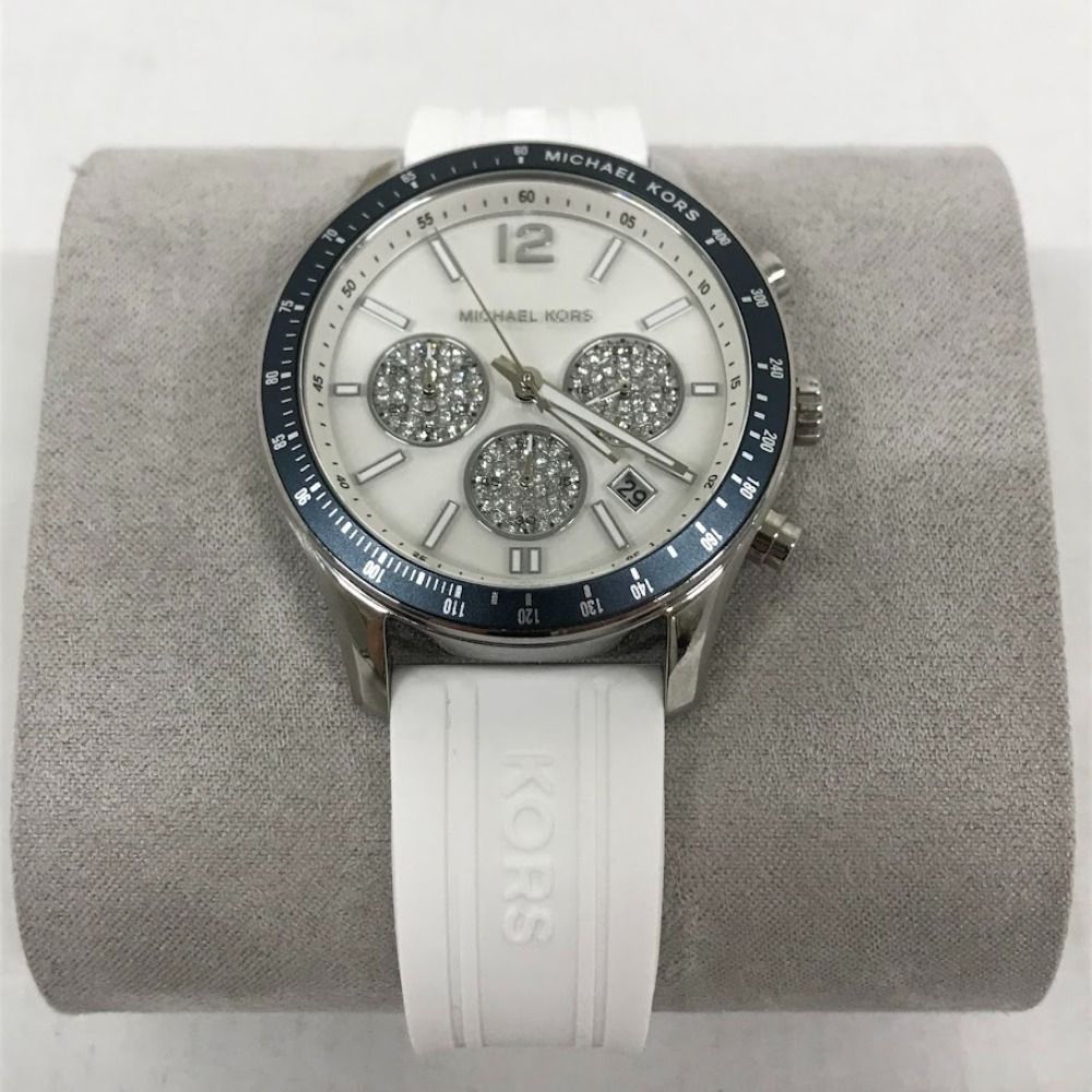 Michael Kors Berkley Chronograph Silver Dial White Rubber Strap Watch For Women  - MKO1040