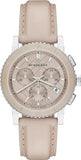  Shop Authentic Burberry The City Chronograph Rose Gold Dial Beige Leather Strap Watch For Women - BU9702 - Luxxuri