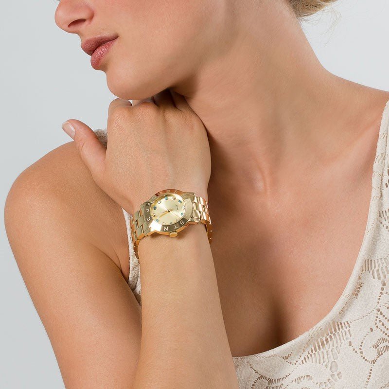  Shop Authentic Marc Jacobs Amy Dexter Gold Dial Gold Steel Strap Watch for Women - MBM3215 - Luxxuri