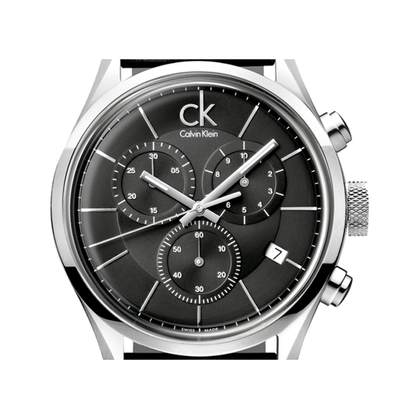  Shop Authentic Calvin Klein Masculine Chronograph Black Dial Black Leather Strap Watch for Men - K2H27102 - Luxxuri