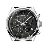  Shop Authentic Calvin Klein Masculine Chronograph Black Dial Black Leather Strap Watch for Men - K2H27102 - Luxxuri