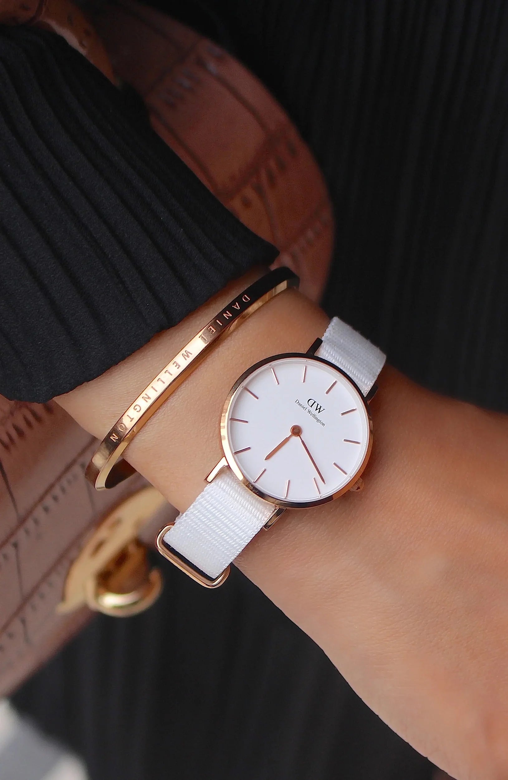  Shop Authentic Daniel Wellington Classic Petite Dover White Dial White Nylon Strap Watch For Women - DW00100313 - Luxxuri