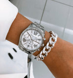 Shop Authentic Michael Kors Lexington Silver Dial Silver Steel Strap Watch for Women - MK5555 - Luxxuri