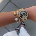  Shop Authentic Michael Kors Parker Diamonds Gold Dial Gold Steel Strap Watch for Women - MK5784 - Luxxuri