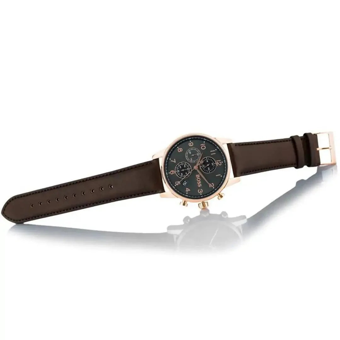  Shop Authentic Hugo Boss Navigator Grey Dial Brown Leather Strap Watch for Men - 1513496 - Luxxuri