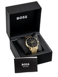  Shop Authentic Hugo Boss Navigator Black Dial Gold Steel Strap Watch for Men - 1513531 - Luxxuri
