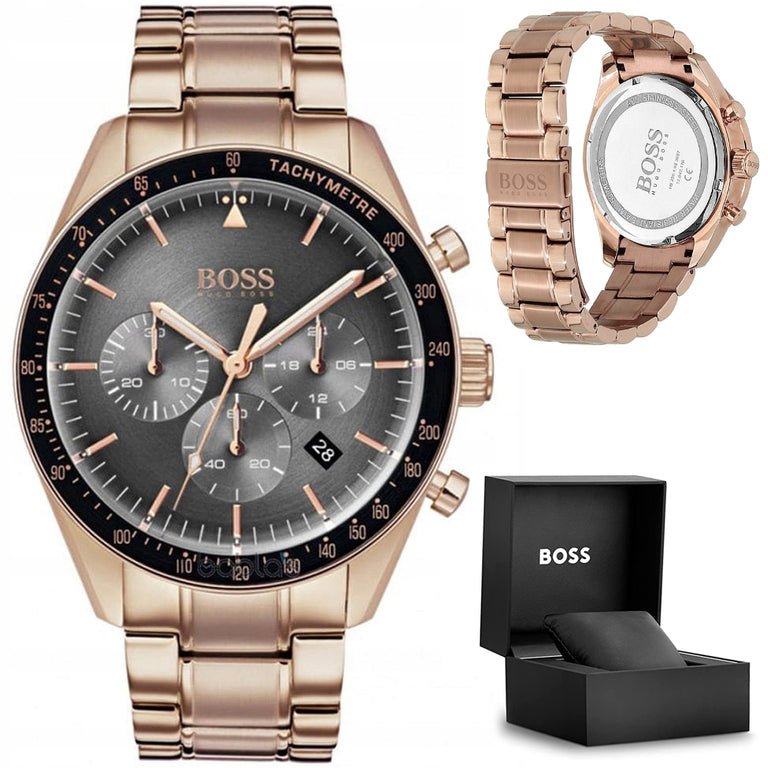  Shop Authentic Hugo Boss Trophy Grey Dial Rose Gold Steel Strap Watch for Men - 1513632 - Luxxuri