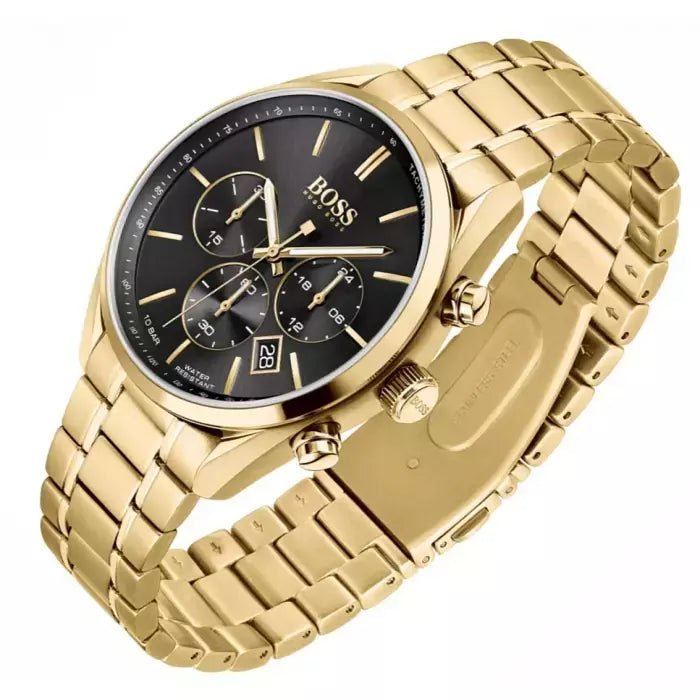  Shop Authentic Hugo Boss Champion Black Dial Gold Steel Strap Watch for Men - 1513848 - Luxxuri