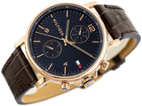  Shop Authentic Tommy Hilfiger Daniel Blue Dial Brown Leather Strap Watch for Men - 1710418 - Luxxuri